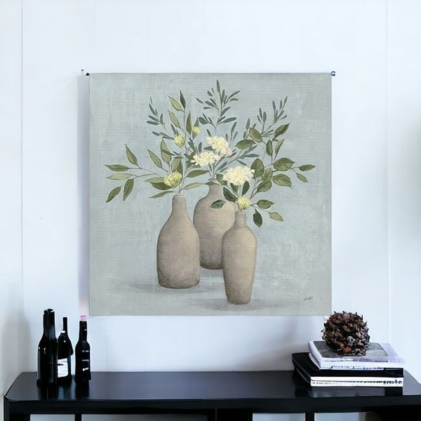 Homeroots Pretty Bohemian Flowers In Ceramic Vases Unframed Print Wall Art  Polyester 399070