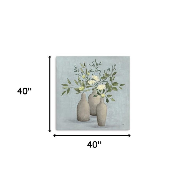 Homeroots Pretty Bohemian Flowers In Ceramic Vases Unframed Print Wall Art  Polyester 399071