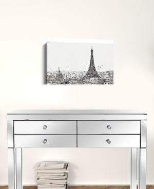 HomeRoots Monochrome Paris Rooftops Sketch Canvas Art - Timeless Black and White Wall Decor for Any Space 18"x24" 399072