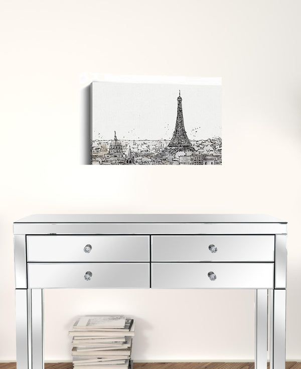 HomeRoots Monochrome Paris Rooftops Sketch Canvas Art - Timeless Black and White Wall Decor for Any Space 18"x24" 399072