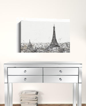HomeRoots Monochrome Paris Rooftops Sketch Canvas Art - Timeless Black and White Wall Decor for Any Space 24"x32" 399073
