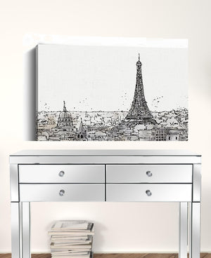 HomeRoots Monochrome Paris Rooftops Sketch Canvas Art - Timeless Black and White Wall Decor for Any Space 30"x40" 399074