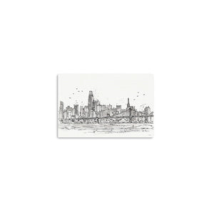 Homeroots Monochrome City Skyline Sketch Unframed Print Wall Art  Polyester 399077