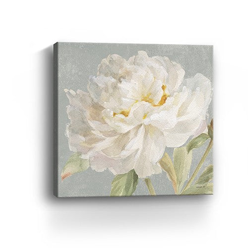 Homeroots Angelic White Peony Flower Unframed Print Wall Art  Polyester 399081