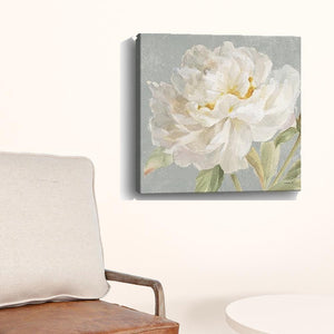 Homeroots Angelic White Peony Flower Unframed Print Wall Art  Polyester 399081