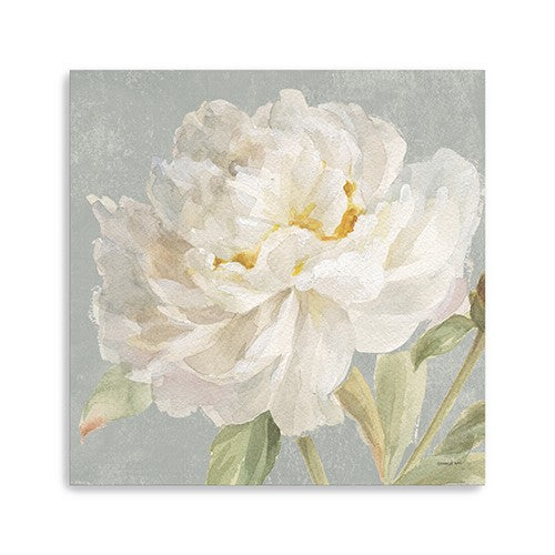 Homeroots Angelic White Peony Flower Unframed Print Wall Art  Polyester 399082