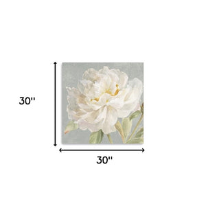 Homeroots Angelic White Peony Flower Unframed Print Wall Art  Polyester 399082