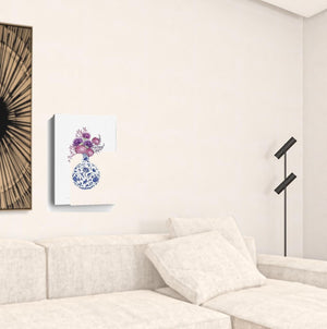 HomeRoots 24" Serene Blue and White Floral Vase Canvas Wall Art - Elevate Your Home Décor Effortlessly 16"x24" 399084