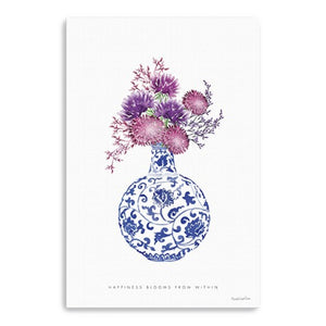 HomeRoots 24" Serene Blue and White Floral Vase Canvas Wall Art - Elevate Your Home Décor Effortlessly 24"x36" 399085