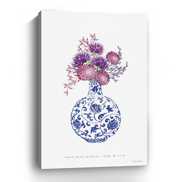 HomeRoots 24" Serene Blue and White Floral Vase Canvas Wall Art - Elevate Your Home Décor Effortlessly 32"x48" 399086