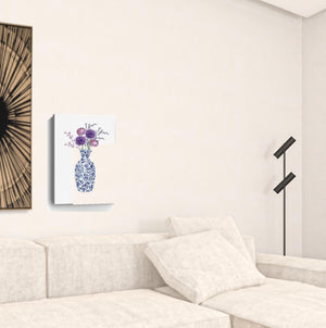 HomeRoots 24" Blue and White Floral Vase Canvas Art - Elegant Wall Decor for Timeless Home Elegance 16"x24" 399087
