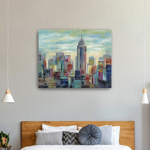 Homeroots 20" X 16" Vibrant Nyc Skyline Canvas Wall Art  Polyester 399090