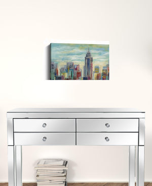 Homeroots 20" X 16" Vibrant Nyc Skyline Canvas Wall Art  Polyester 399090