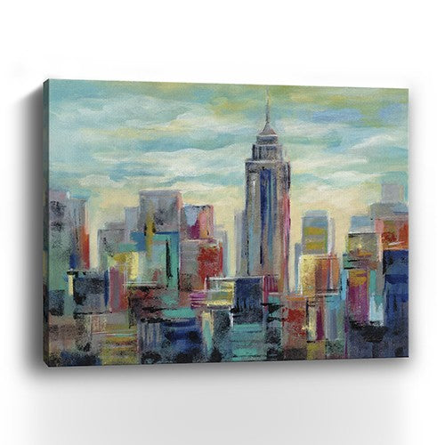 Homeroots 30" X 24" Vibrant Nyc Skyline Canvas Wall Art  Polyester 399091