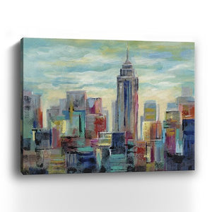 Homeroots 30" X 24" Vibrant Nyc Skyline Canvas Wall Art  Polyester 399091
