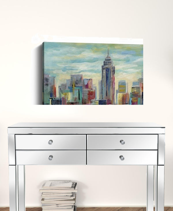 Homeroots 30" X 24" Vibrant Nyc Skyline Canvas Wall Art  Polyester 399091