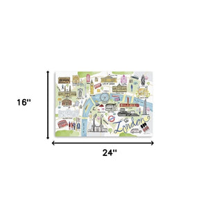 Homeroots Fun Illustrated London Map Unframed Print Wall Art  Polyester 399097