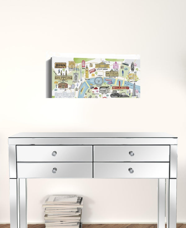 Homeroots Fun Illustrated London Map Unframed Print Wall Art  Polyester 399097