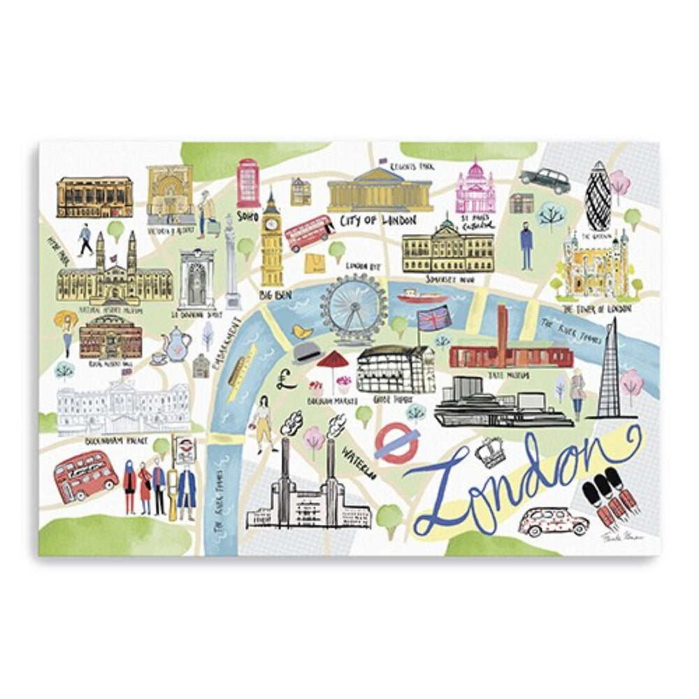 HomeRoots Fun Illustrated London Map Print – Colorful Wall Art for Modern Home Décor and Personalization 24"x36" 399098