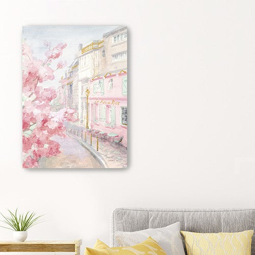Homeroots Pretty Pastel Pink Paris Street Unframed Print Wall Art  Polyester 399109