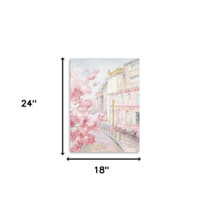 Homeroots Pretty Pastel Pink Paris Street Unframed Print Wall Art  Polyester 399109