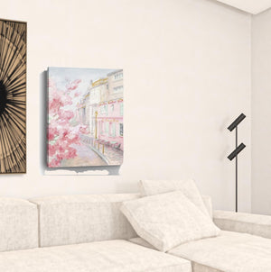 Homeroots Pretty Pastel Pink Paris Street Unframed Print Wall Art  Polyester 399110