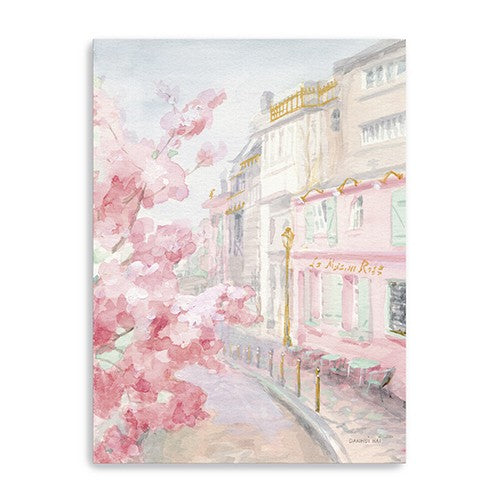 Homeroots Pretty Pastel Pink Paris Street Unframed Print Wall Art  Polyester 399111