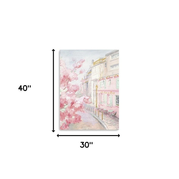 Homeroots Pretty Pastel Pink Paris Street Unframed Print Wall Art  Polyester 399111