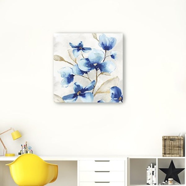 HomeRoots 20" Watercolor Floral Canvas Art in Soothing Blue Shades - Coastal-Inspired Elegance for Any Space 30"x30" 399121