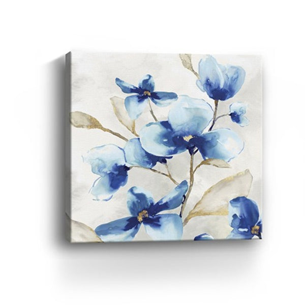 HomeRoots 20" Watercolor Floral Canvas Art in Soothing Blue Shades - Coastal-Inspired Elegance for Any Space 30"x30" 399121