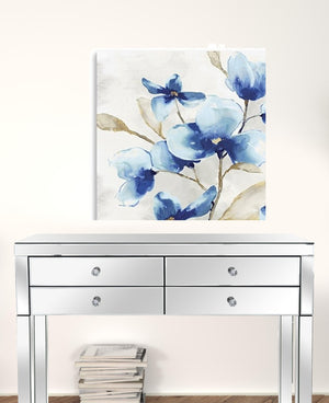 HomeRoots 20" Watercolor Floral Canvas Art in Soothing Blue Shades - Coastal-Inspired Elegance for Any Space 30"x30" 399121