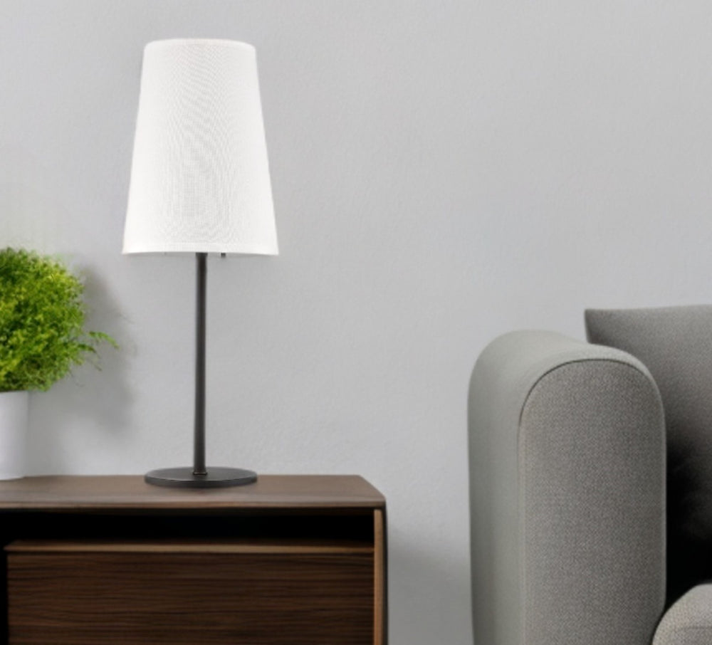 HomeRoots 27" Contemporary Black Metal Table Lamp with White Cone Shade for Stylish Ambient Lighting 399123