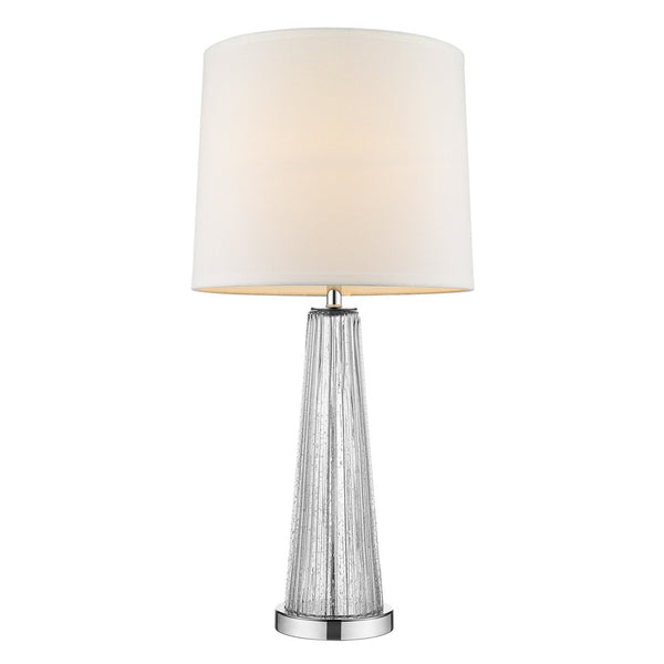HomeRoots 29" Clear Glass Table Lamp with Elegant Empire Shade - Soft Ambient Lighting for Any Room Decor 399124