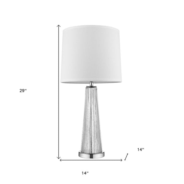 HomeRoots 29" Clear Glass Table Lamp with Elegant Empire Shade - Soft Ambient Lighting for Any Room Decor 399124
