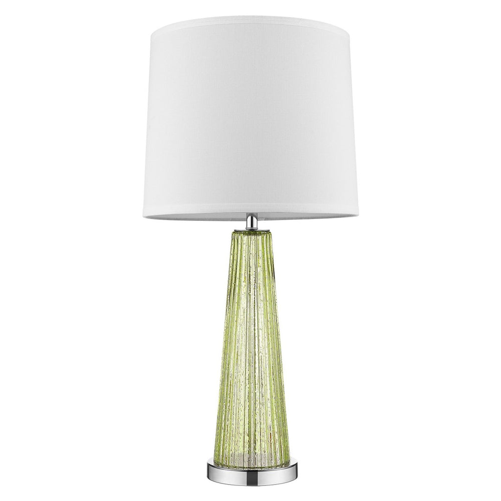 HomeRoots 29" Green Glass Buffet Lamp - Elegant Off-White Shade, Ideal for Living Rooms, Bedrooms & More! 399125
