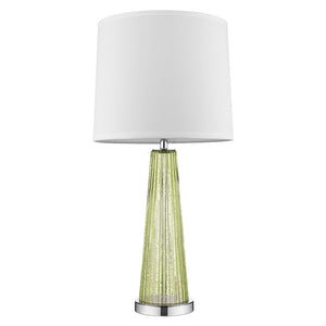 HomeRoots 29" Green Glass Buffet Lamp - Elegant Off-White Shade, Ideal for Living Rooms, Bedrooms & More! 399125