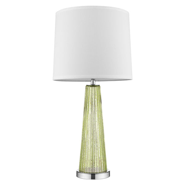 HomeRoots 29" Green Glass Buffet Lamp - Elegant Off-White Shade, Ideal for Living Rooms, Bedrooms & More! 399125