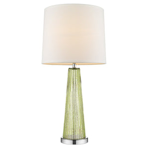 HomeRoots 29" Green Glass Buffet Lamp - Elegant Off-White Shade, Ideal for Living Rooms, Bedrooms & More! 399125