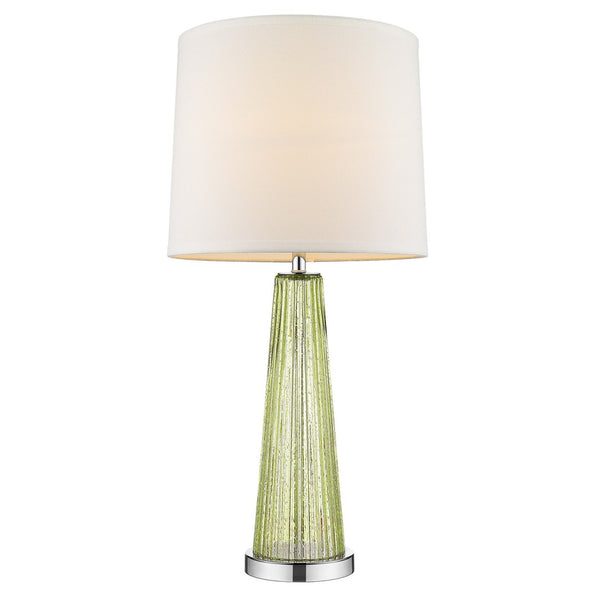 HomeRoots 29" Green Glass Buffet Lamp - Elegant Off-White Shade, Ideal for Living Rooms, Bedrooms & More! 399125