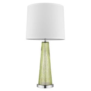 HomeRoots 29" Green Glass Buffet Lamp - Elegant Off-White Shade, Ideal for Living Rooms, Bedrooms & More! 399125