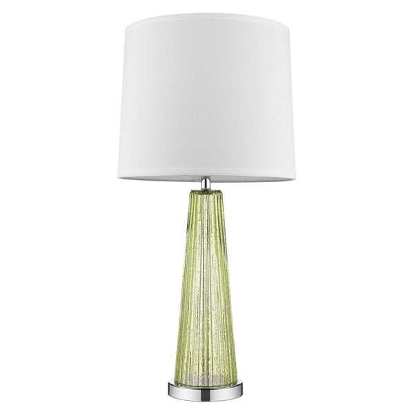 HomeRoots 29" Green Glass Buffet Lamp - Elegant Off-White Shade, Ideal for Living Rooms, Bedrooms & More! 399125