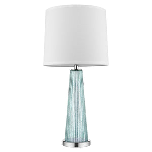HomeRoots 29" Aqua Glass Buffet Lamp – Elegant Off-White Shade, Coastal Style, Perfect for Modern Interiors 399126