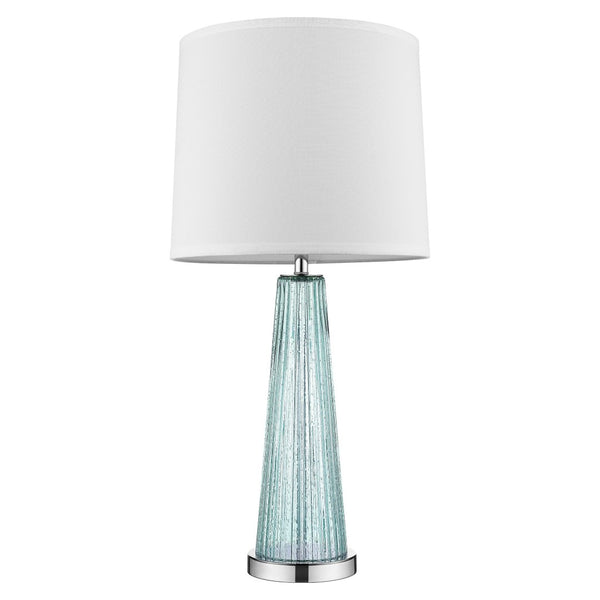 HomeRoots 29" Aqua Glass Buffet Lamp – Elegant Off-White Shade, Coastal Style, Perfect for Modern Interiors 399126