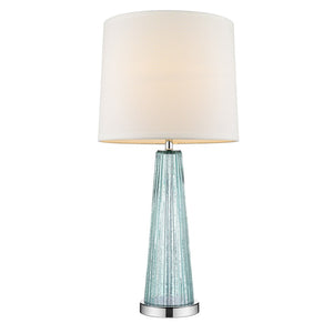 HomeRoots 29" Aqua Glass Buffet Lamp – Elegant Off-White Shade, Coastal Style, Perfect for Modern Interiors 399126