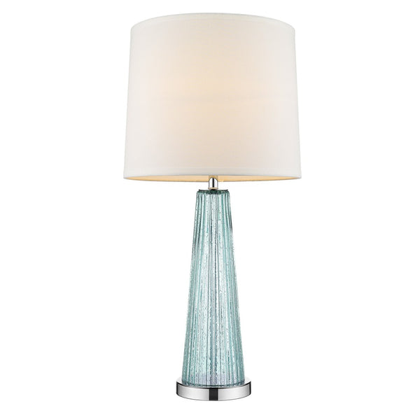 HomeRoots 29" Aqua Glass Buffet Lamp – Elegant Off-White Shade, Coastal Style, Perfect for Modern Interiors 399126