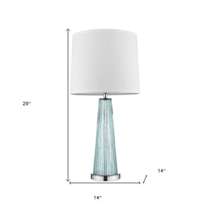 HomeRoots 29" Aqua Glass Buffet Lamp – Elegant Off-White Shade, Coastal Style, Perfect for Modern Interiors 399126