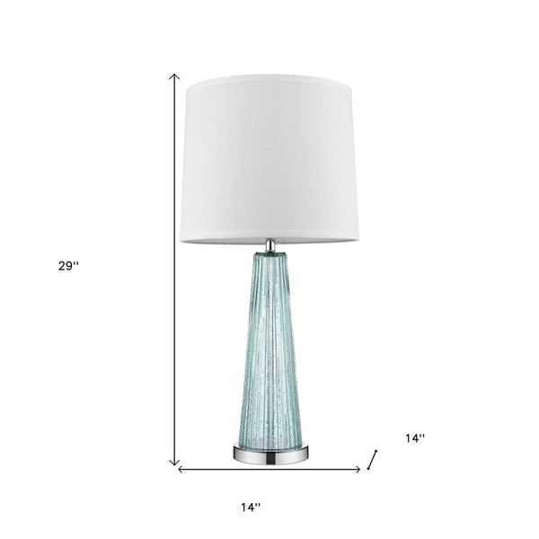 HomeRoots 29" Aqua Glass Buffet Lamp – Elegant Off-White Shade, Coastal Style, Perfect for Modern Interiors 399126