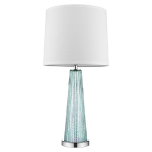 HomeRoots 29" Aqua Glass Buffet Lamp – Elegant Off-White Shade, Coastal Style, Perfect for Modern Interiors 399126