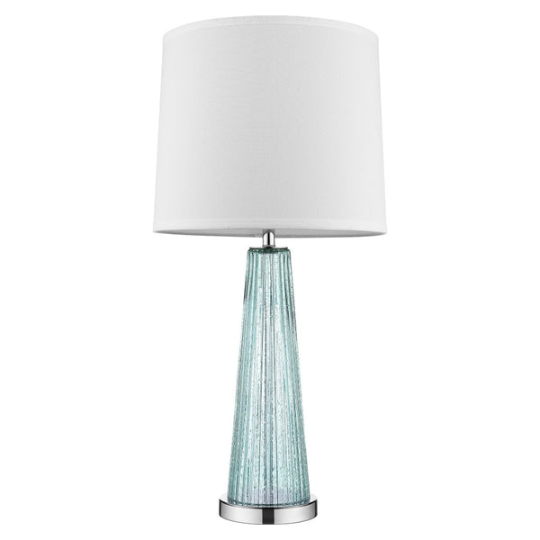 HomeRoots 29" Aqua Glass Buffet Lamp – Elegant Off-White Shade, Coastal Style, Perfect for Modern Interiors 399126