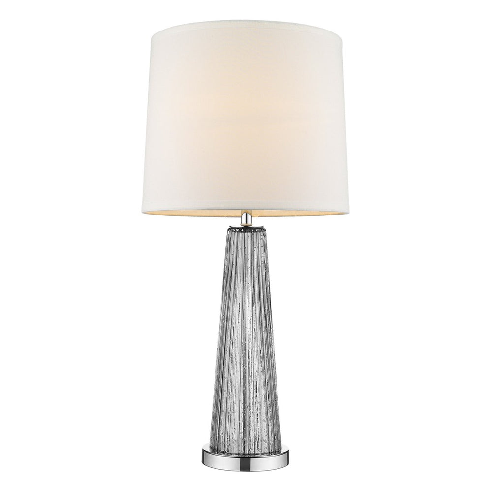 HomeRoots 29" Silver Glass Buffet Lamp - Elegant Off-White Shade for Timeless Home Decor & Ambient Lighting 399127